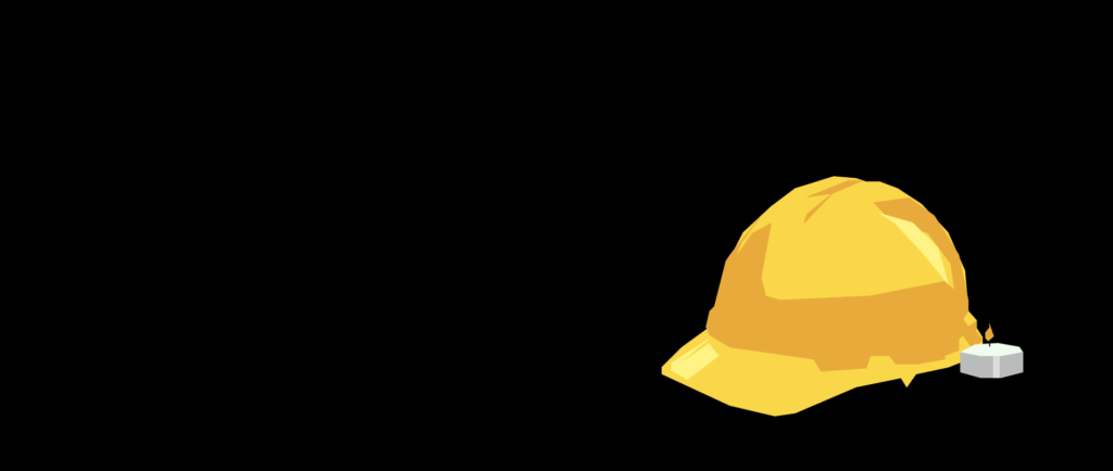 An illustration of a hard hat and a single tealight candle against a black backdrop.